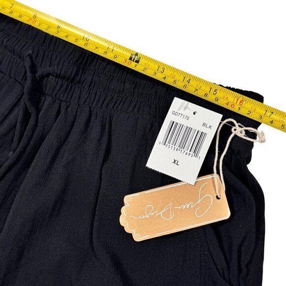 NWT Green Dragon Wide Leg Pants Sz.XL Black Drawstring Pockets High Rise - Picture 7 of 13